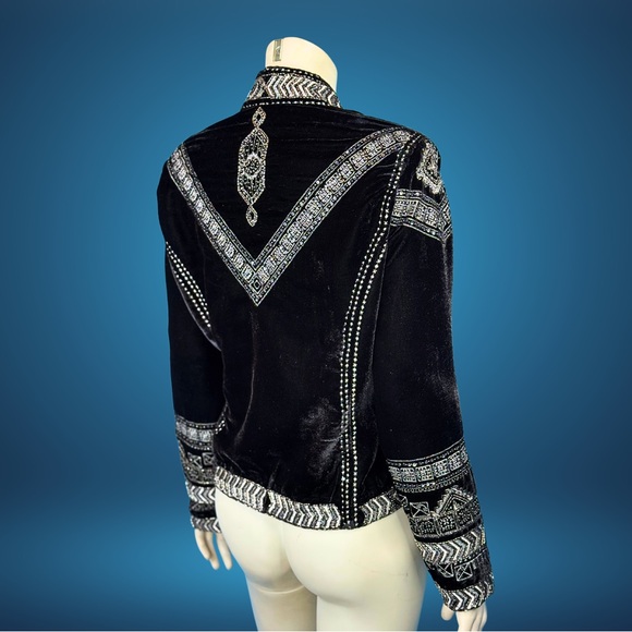 Anthropologie Raga Lunar Eclipse Bohemian Black & Silver Jacket M - Picture 7 of 9